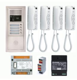 Interphone d'immeuble - GTBA4E Pack audio 4 BP avec 4 postes GT1D programmés AIPHONE