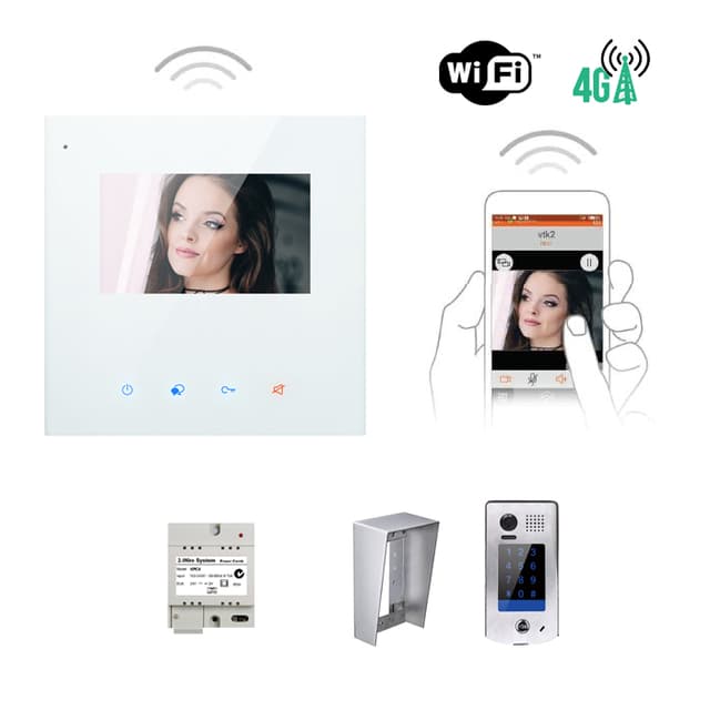 KIT VIDEO AO WIFI 4.3 POUCES AVEC MÉMOIRE + CAMERA SAILLIE AVEC CLAVIER À CODE
