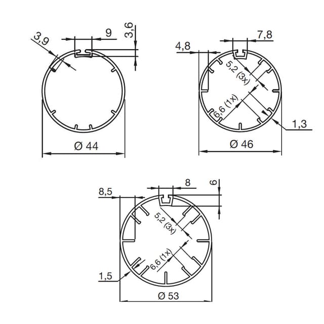 ERA S Adaptation rond 44/46/53 avec nervure de 37 mm NICE