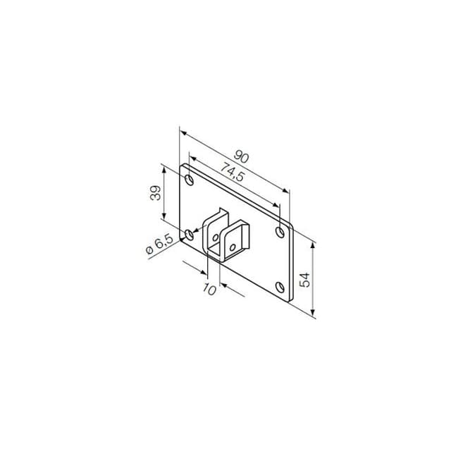 Bride 90×54 avec patte support arrondi pour carré de 10 mm NICE