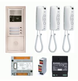 Interphone d'immeuble - GTBA3E Pack audio 3 BP avec 3 postes GT1D programmés AIPHONE