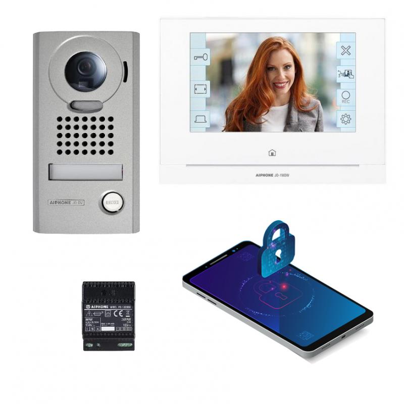 AIPHONE Kit visiophone connecté 7 en saillie avec WiFi et mémoire d'images  - JOS1VW