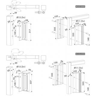 Organes de sécurité - MAGMAG-3000-ZILV Ventouse électromagnétique en applique sans poignées pour portails battants LOCINOX