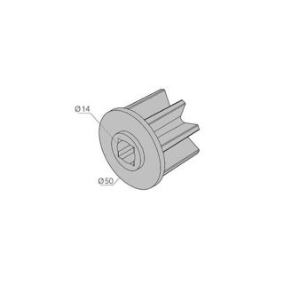 Accessoires de volet roulant - Calotte pour rond de 50 mm sans pivot, trou carré de 14 mm NICE